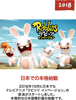 日本での本格始動 2018年10月に日本でもテレビアニメ「ラビッツ インベージョン」の放送がスタートしました。本格的な日本侵略計画の始動です。